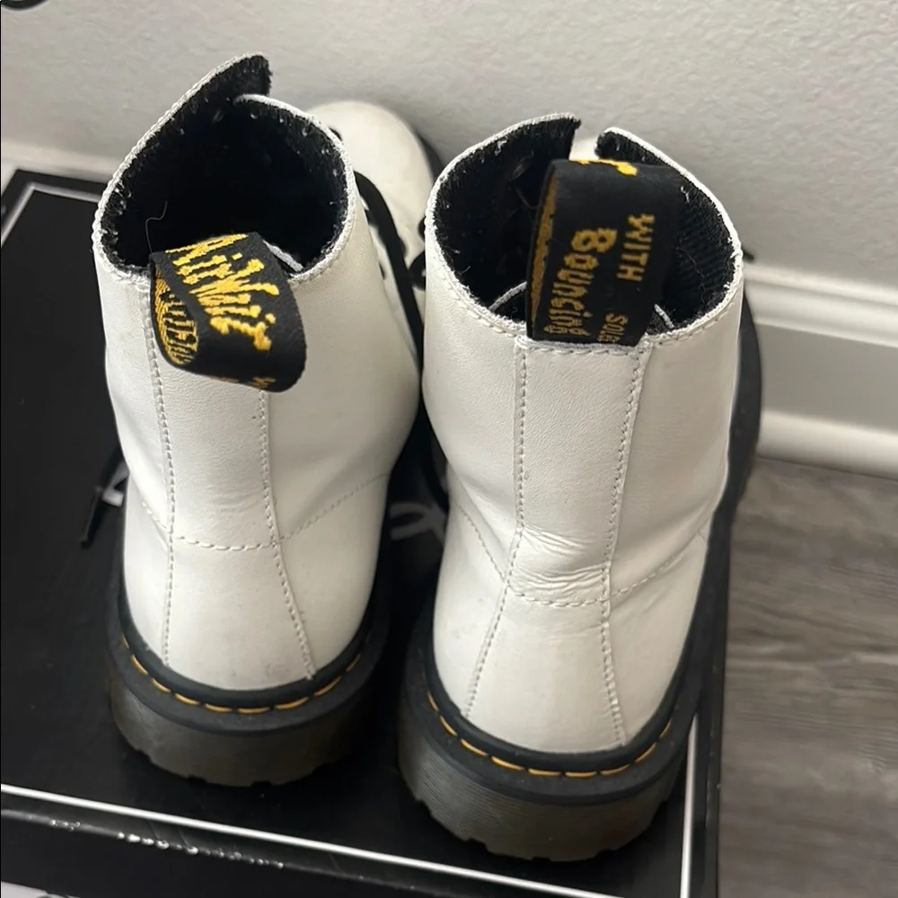 Dr. Martens White and Black Lace Up Boots 8-Eye Design - Picture 4 of 6